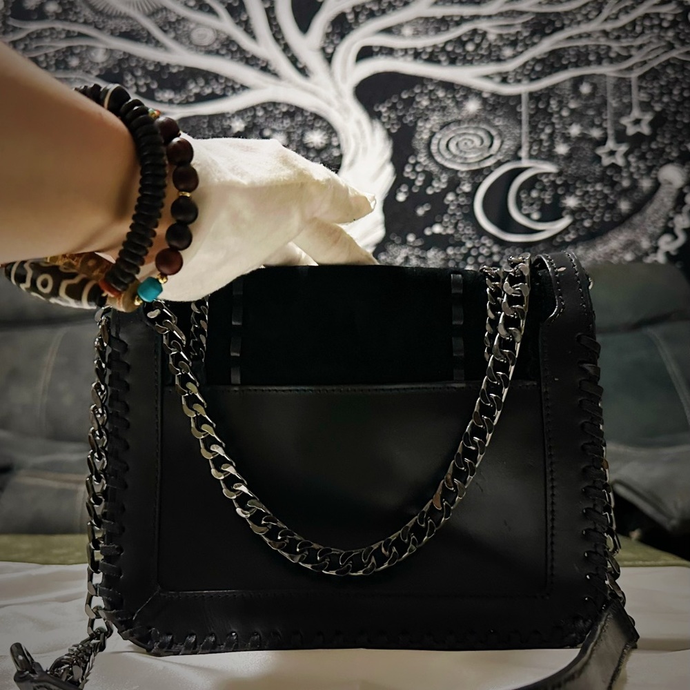 Vintage style Y2K Zara Black Crossbody Bag with Silver Chain - Picture 16 of 16